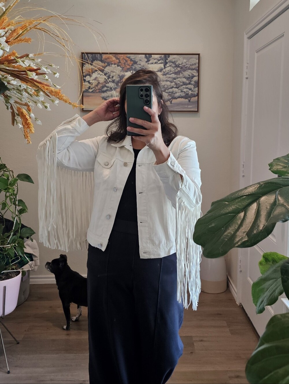 Misguided Fringe Studded White Denim Jean Jacket 6
